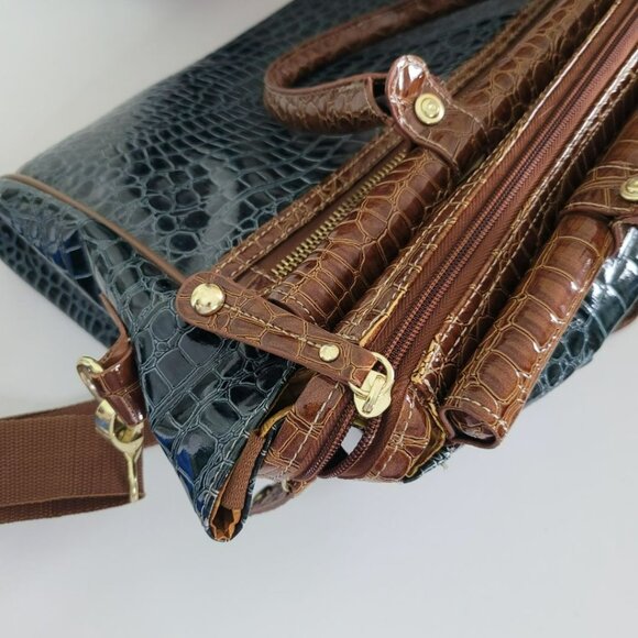 Samantha‎ Brown Classic Croc Embossed Dowel Carry On Travel Bag Weekender - Picture 11 of 12